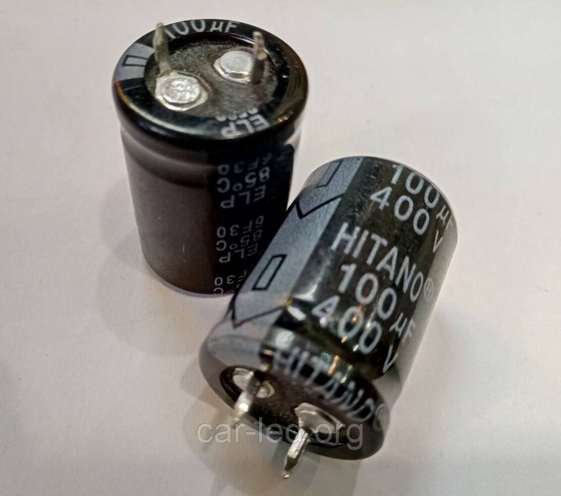100mkf - 400v ELP 22x30mm (6f30-Hitano), 85°C конденсатор електролітичний