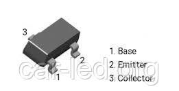 BC847B(smd) транзистор SOT23(NPN; 45V; 0.1A; 0.25W; 100MHz; h21=200-450)