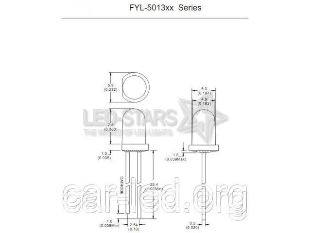Світлодіод червоний 5 мм. FYL5013 LRD 260mсd (650nm) круглий, матовий, 60 ° FORYARD
