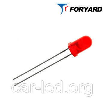 Світлодіод червоний 5 мм. FYL5013 SRD 160mсd (650nm) круглий, матовий, 60 ° FORYARD