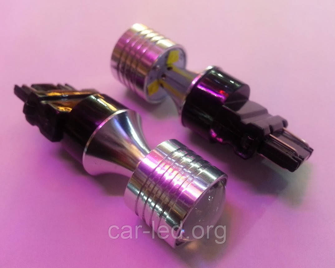 Светодиодная автолампа белая 3157(W27/7W)- 20W (670Lm) 5W CREE 4PCS двухконтактная