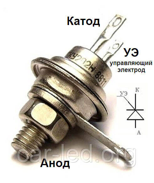 КУ208Г (10А 400В) Тиристор (що не замикається) штирьовий структури p-n-p-n
