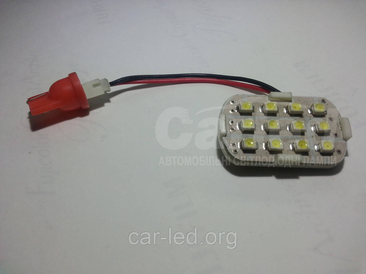 Led панелька 12*Chip smd3528 червоного кольору + T10 Socket