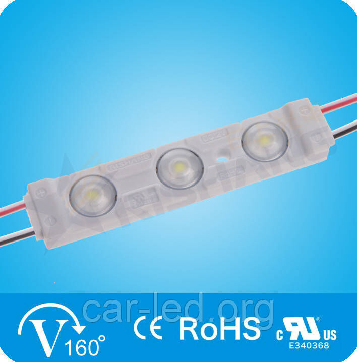 Світлодіодний модуль Rishang з лінзою (70Lm) White 3-LED SMD 2835, 0,72W DC 12V, IP65