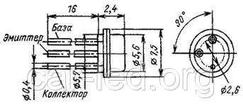 КТ316А транзистор NPN 600МГц (0,05А. 10В) (h21э: 20-60) Ni (ТО18)