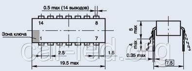 К155ЛН2 DIP14 (аналог SN7405N) 6 інверторів з відкритим колекторним виходом