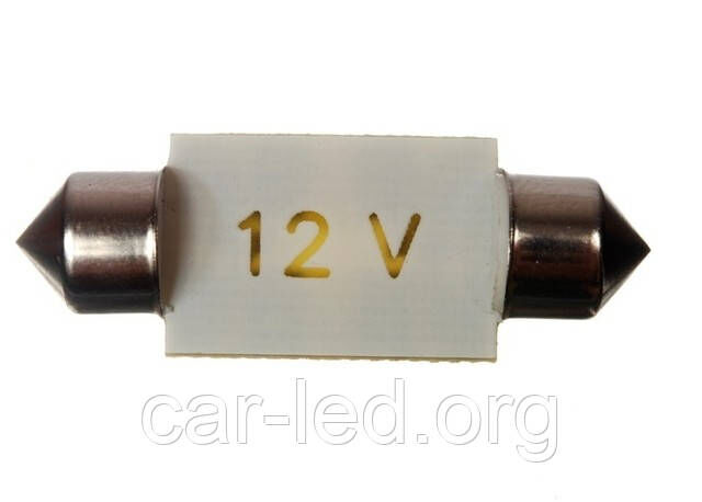 Світлодіодна софітна автолампа T10, 36-38mm, 6pcs 5050 (6000К) (108 Lm) Foton