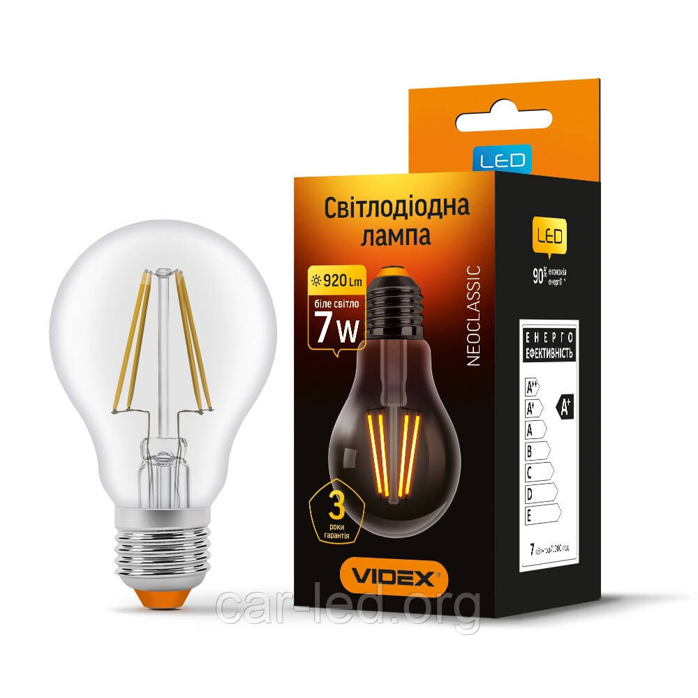 LED лампа VIDEX Filament A60F 7W E27 4100K
