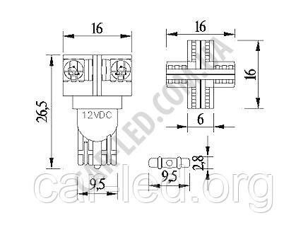 Светодиодная автолампа белого цвета свечения T10, 8pcs 5050 SLI (Chi Ming)