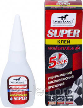 Супер клей ТМ Mustang "МОМЕНТАЛЬНИЙ" 20г пляшка MG4
