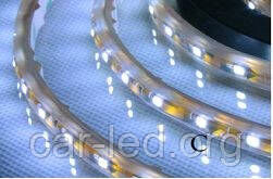 Белая (white) лента светодиодная ударопрочная 6,0W SMD3528 (60 LED/м); Outdoor IP68 Premium