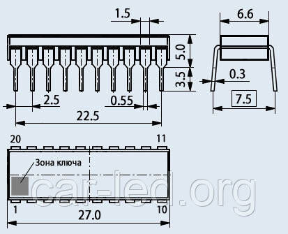 КР1533ИР33 (SN74ALS573N) DIP20 восьмирозрядний буферний регістр