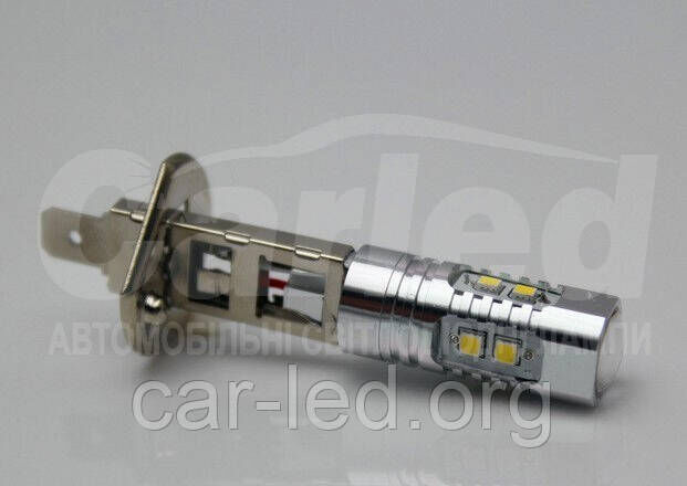 Светодиодная автолампа H1, 10W (400Lm) WHITE 6000k, Original Samsung LED chip ( SMD2323) + Линза