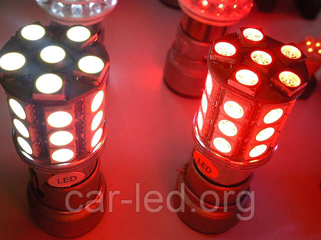 Одноконтактная безцокольная желтая 7440 (Т20) (W21W)-24SMD+(Current Regulator IC)