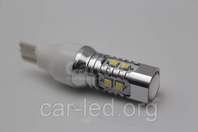Светодиодная белая (White) автолампа T15, 10W (420Lm) Original Samsung LED chip (SMD2323) + Линза (Modern CAR)