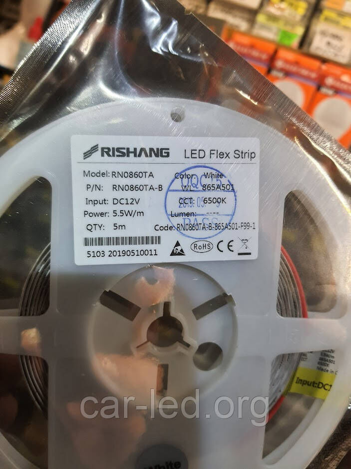 Світлодіодна стрічка холодно-біла 2835-60-IP33-CW-8-12 RN0860TA-B (6500K) RISHANG (ціна за 1м)