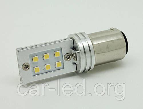 Світлодіодна Автолампа 1157 - P21 / 5W - BAY15d 12W (500Lm) Original Samsung LED chip SMD2323 двоконтактна