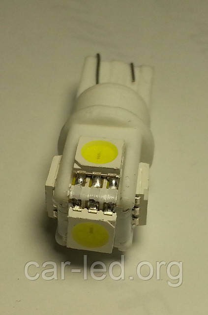 Світлодіодна біла (White) автолампа T10(W5W)5PCS 5050 SMD(70 Lm) ceramic lamp (Modern CAR)