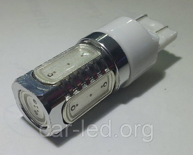 Светодиодная автолампа 7443-W21/5W-T20, 7,5W RED (250Lm), безцокольная двухконтактная