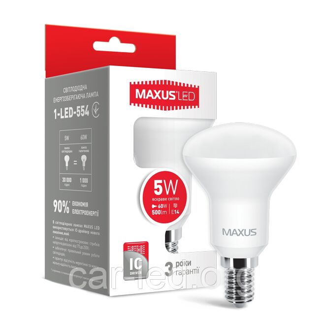 LED лампа MAXUS R50 5W яркий свет 220V E14 (1-LED-554) (NEW)