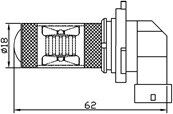 Світлодіодна Автолампа HB3 (9005), 30W (750Lm), (6 світлодіодів 5W CREE) + Лінза
