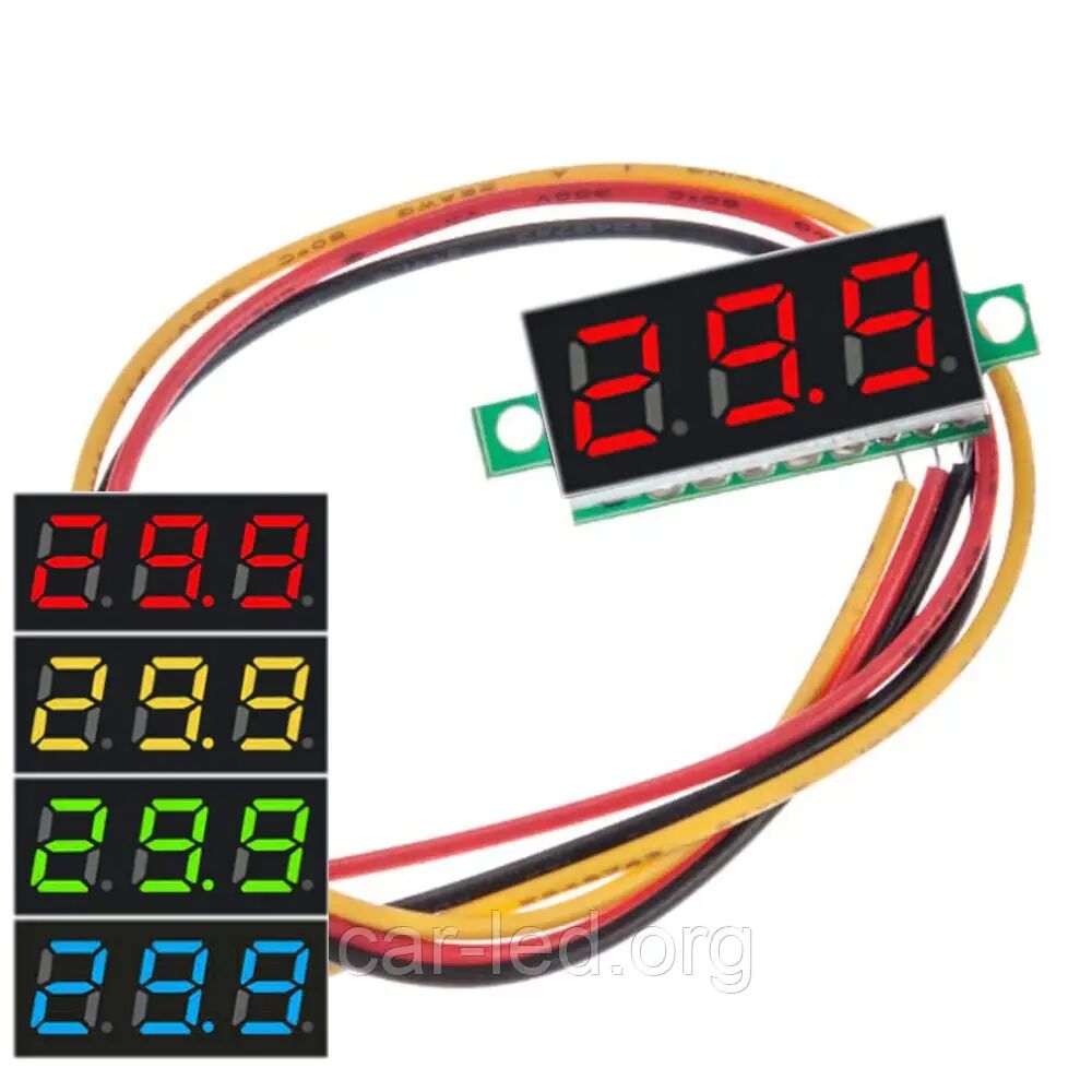 Вольтметр цифровий зелений з LED-індикатором 0.36 дюйма DC 4.5V - DC 40V ЗЕЛЕНИЙ