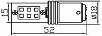 Світлодіодна Автолампа 1157 - P21 / 5W - BAY15d 12W (500Lm) Original Samsung LED chip SMD2323 двоконтактна