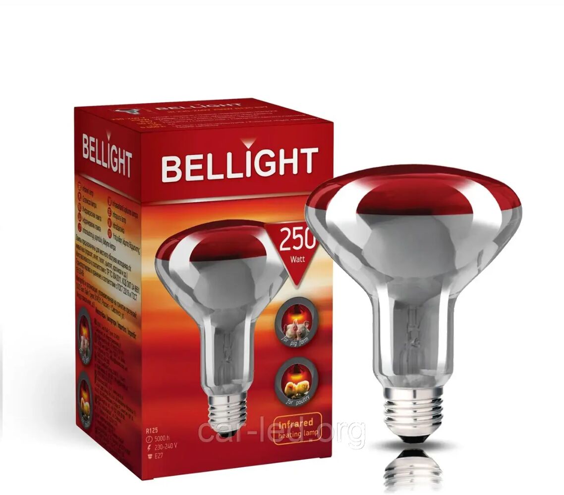 Лампа ИК ІЧВ 250W Е27 Польша BelLight БелЛайт