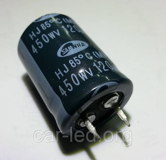 120mkf - 450v mini HJ 22*30 SAMWHA, 85°C конденсатор електролітичний