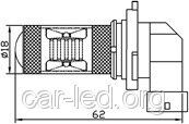 Світлодіодна Автолампа HB3 (9005), 22W (620Lm) WHITE 6000K 12PCS 1W SAMSUNG + 2PCS 5W CREE + Лінза