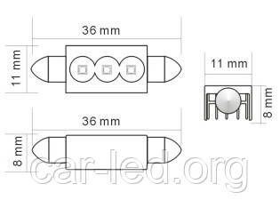 Світлодіодна CANBUS автолампа з обманкою FT10-36-38mm-CANBUS-9W (200Lm) CREE LED