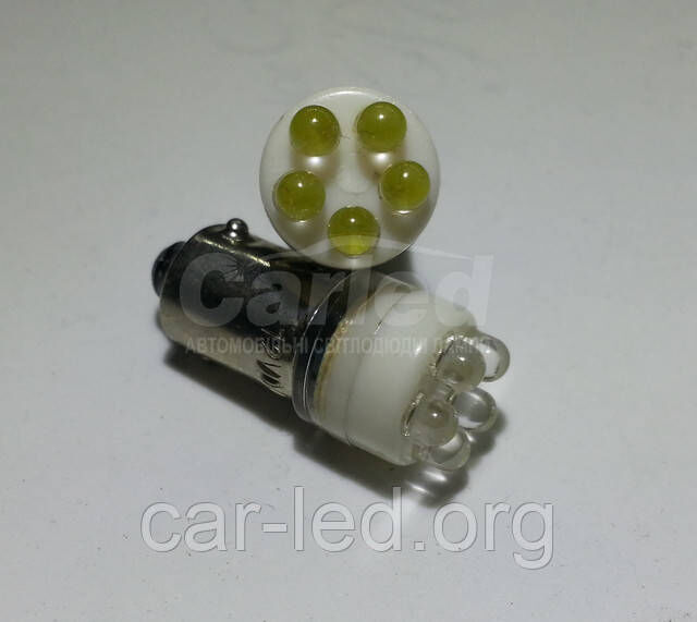 Світлодіодна автолампа BA9S, 5pcs LED(3mm) білого кольору світіння (~18-25Lm)