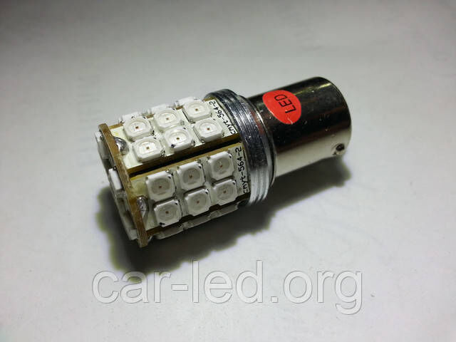 Светодиодная автолампа 1156(P21W)-S25-BA15s-45pcs 1210 (215Lm) RED (CHI MING)