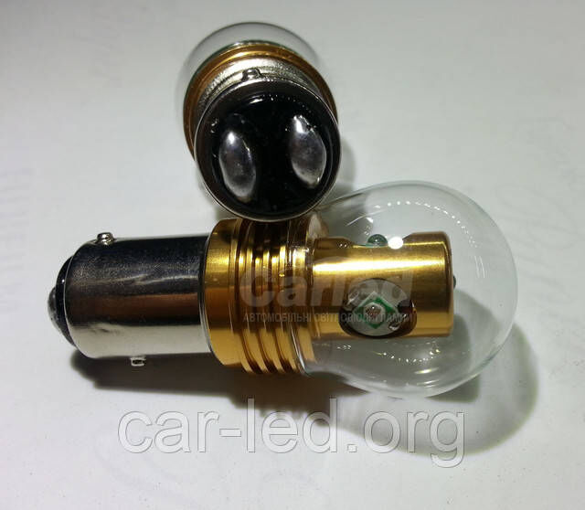 Светодиодная автолампа 1157 P21/5W BAY15d, 20W RED (380Lm) (CREE LED) двухконтактная красная