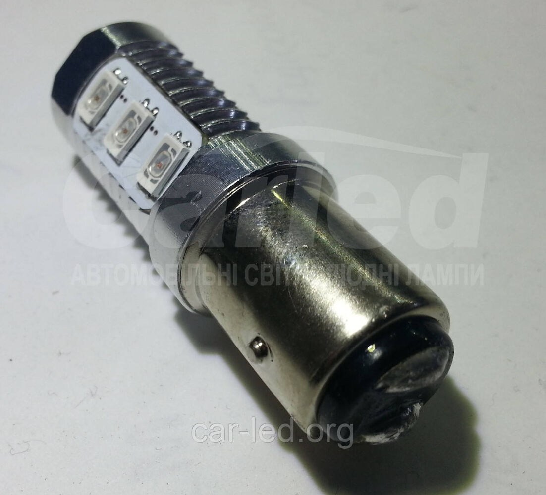Світлодіодна автолампа 1157 - P21/5W - BAY15d - 12 5630SMD (300Lm) RED двоконтактна