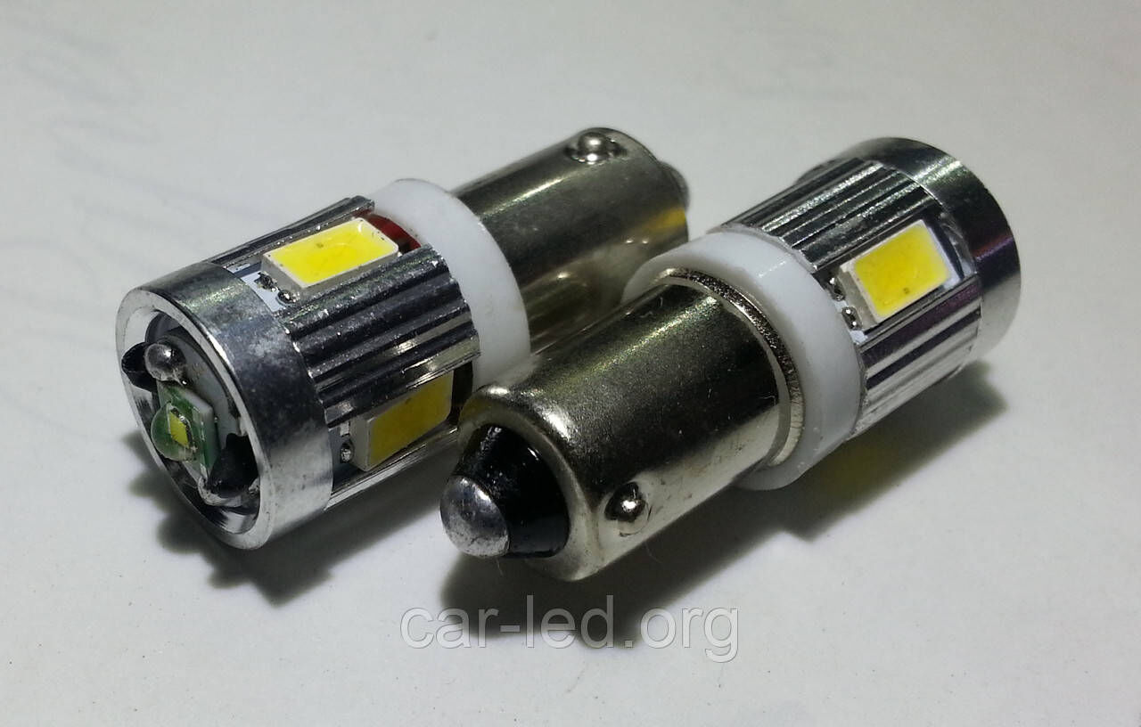 Світлодіодна Автолампа BA9S 4 5630 + 3w Cree CANBUS білого кольору світіння (~ 250Lm)
