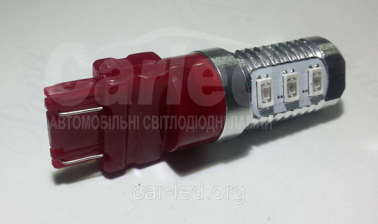 Светодиодная автолампа W27/7W - T25 - 3157 - W3х16q, 12 5630SMD (300Lm) RED двухконтактная