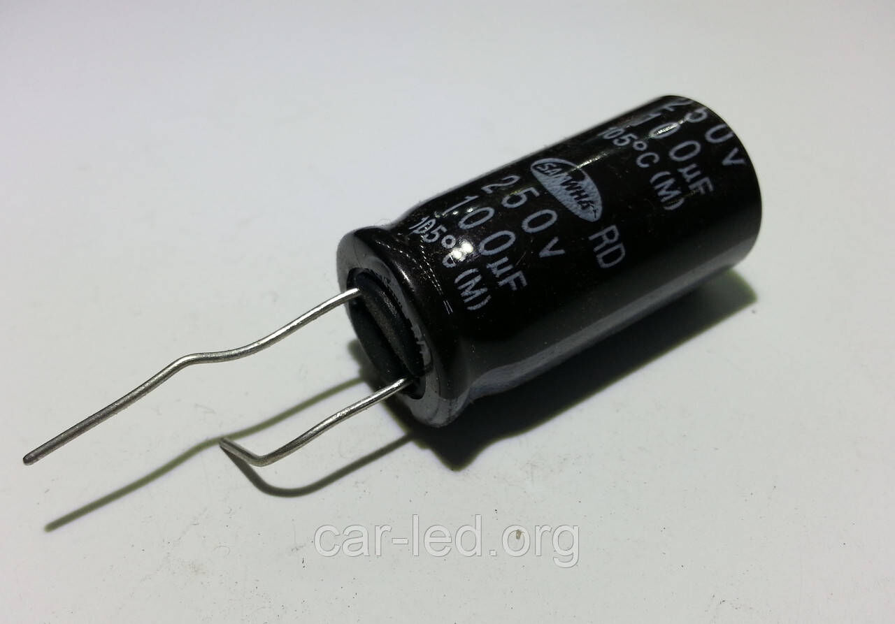 100mkf - 250v RD 16*31 SAMWHA, 105°C конденсатор електролітичний