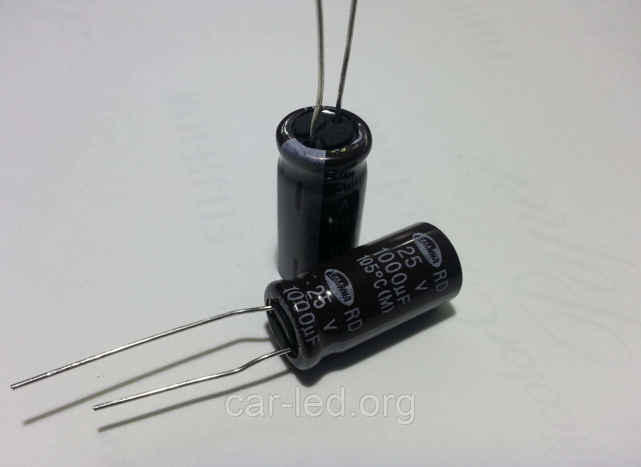 1000mkf - 25v RD 10*20 SAMWHA, 105°C конденсатор електролітичний