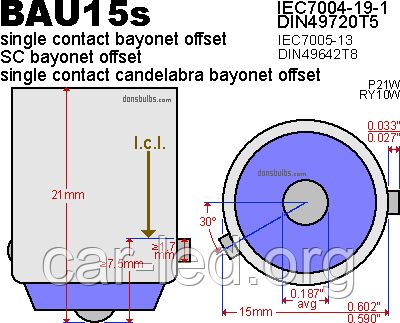 Світлодіодна автолампа жовта для поворотів 1156(P21W)-S25-BAU15s, 20W YELLOW (300Lm) (CREE LED)