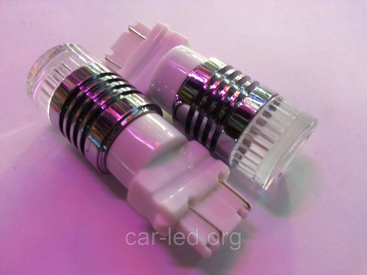 Двоколірна (білий+жовтий) LED лампа W27/7W - T25 - 3157 - W3х16q - 30W 6pcs Cree XBD Chips, Dual col